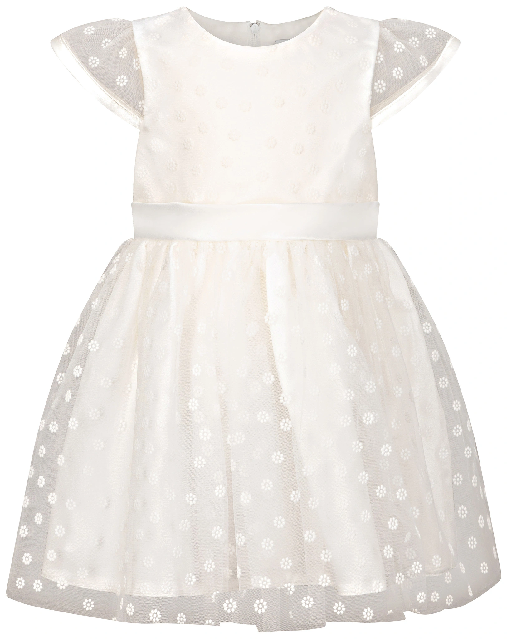 Kurzarm-Kleid FLORES in ecru