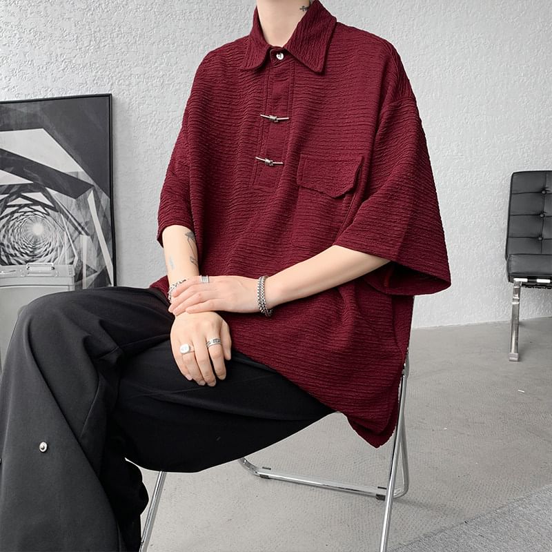 Freehop - Effen oversized T-shirt met elleboogmouwkraag