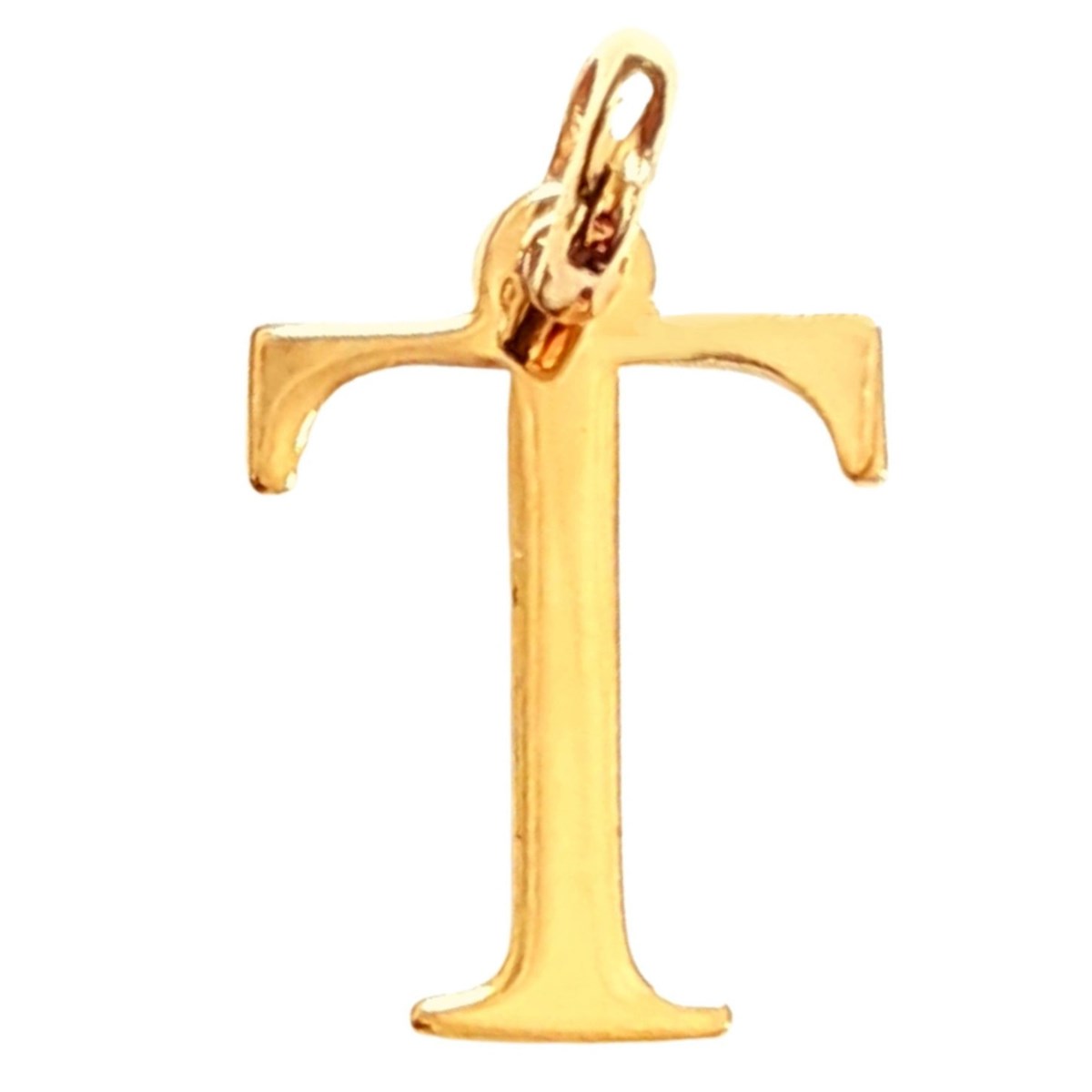 Pendentif Initiale simple lettre T en plaqué or
