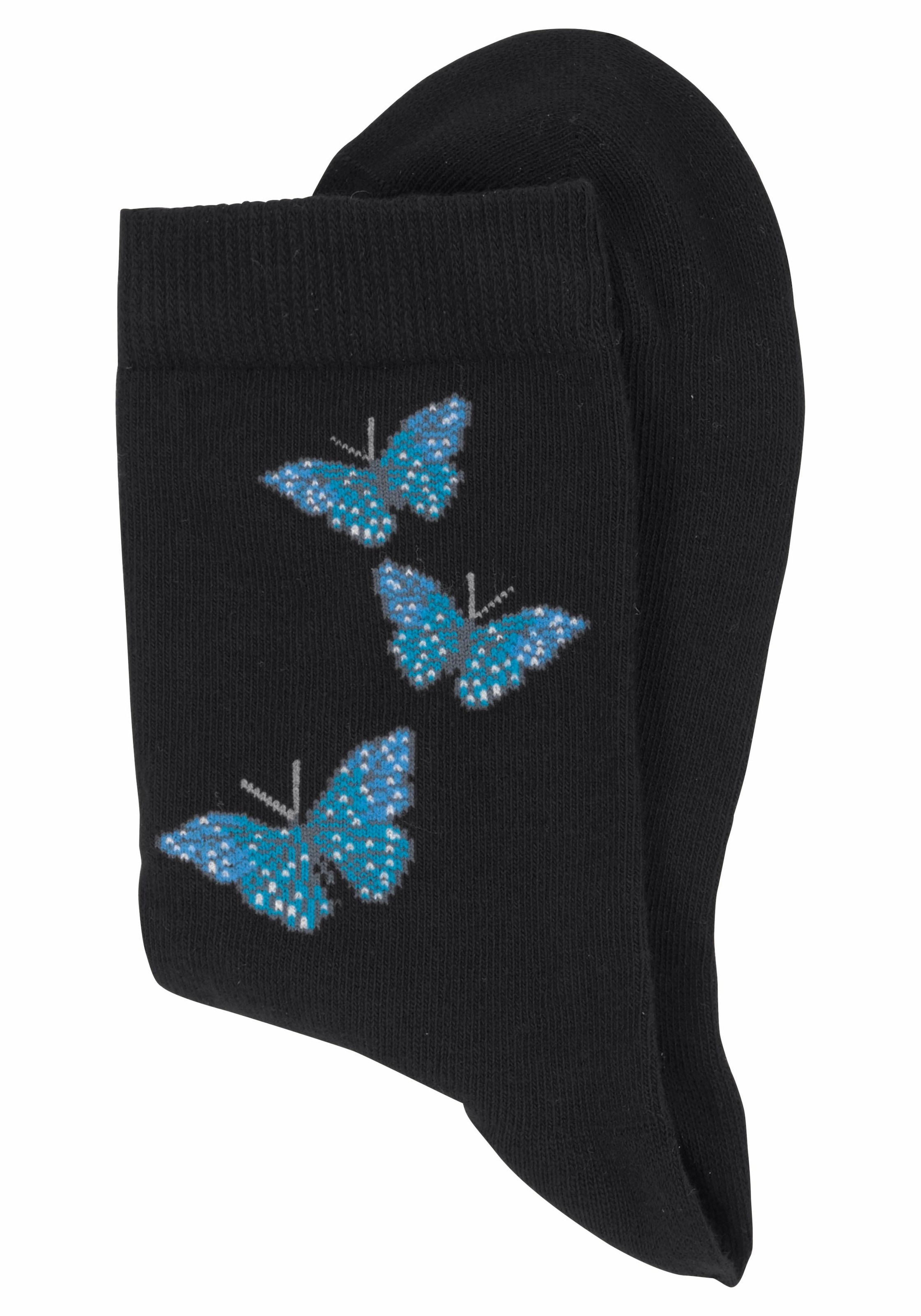 H.I.S Socken Packung, 7 Stk. tlg. mit Schmetterlings- und Vogelmotiven