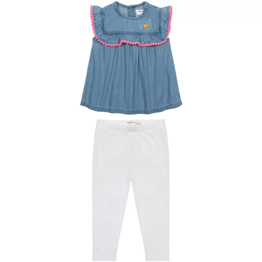 MINOTI T-Shirt und Leggings im Set Denim-HellblauWeiß