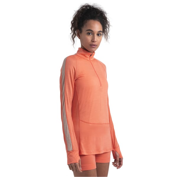 T-shirt thermique ICEBREAKER W MERINO 125 ZONEKNIT LS HALF ZIP TANG/PRALINE/CB