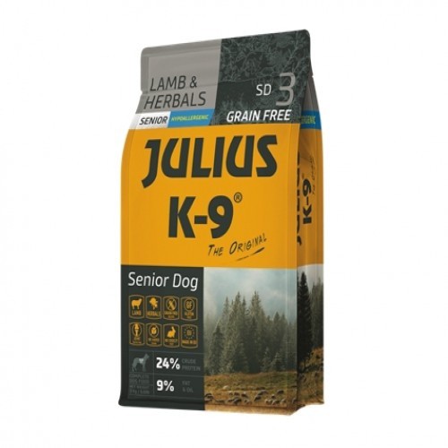 Ração Julius K-9 Senior/Light com sabor de cordeiro e ervas