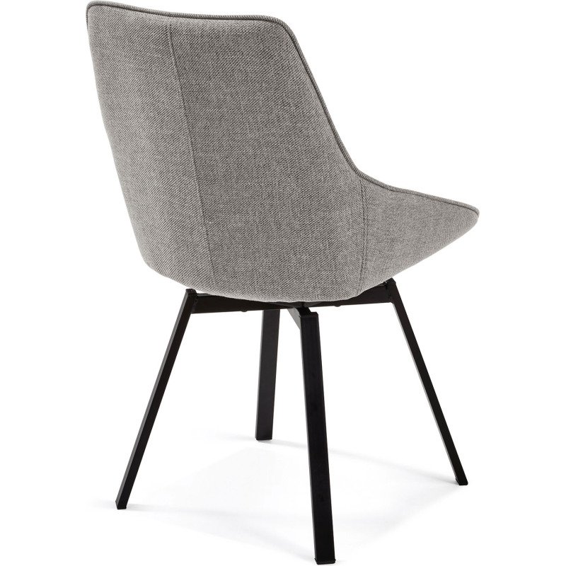 Chaise pivotante Jenna tissu - Dossier bas  - Pieds noir