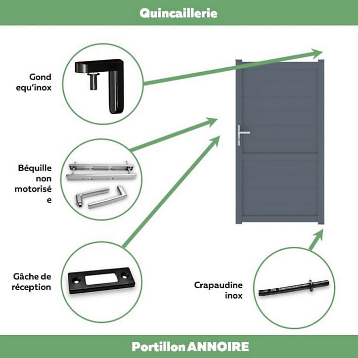 Portillon Jardimat battant aluminium Perth gris anthracite - 100 x h.154 cm