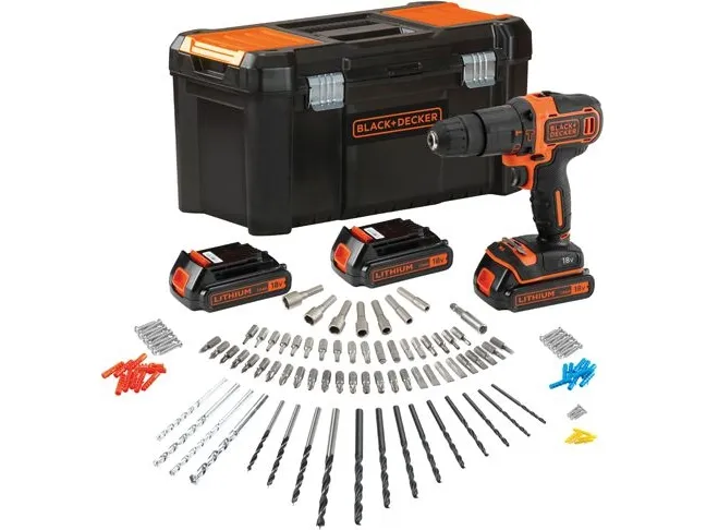 Black & Decker BDCHD181B3A, Pistolgreb boremaskine, 1 cm, 2,5 cm, 1 cm, 1 cm, 360 rpm