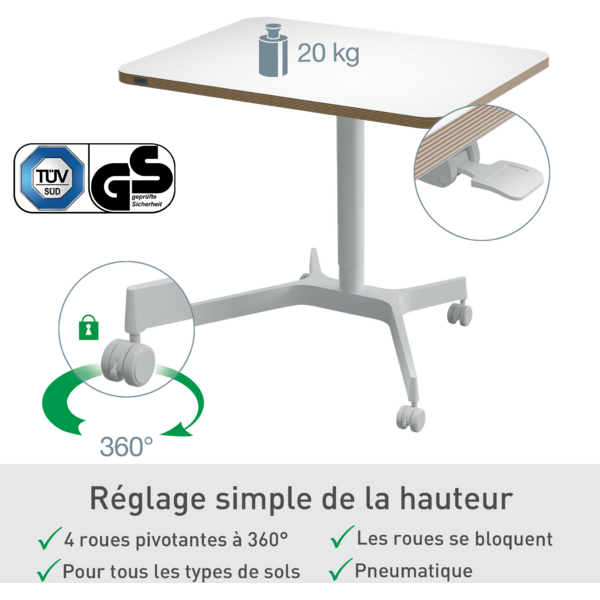 Bureau manuel compact - assis-debout - blanc - Leitz Ergo