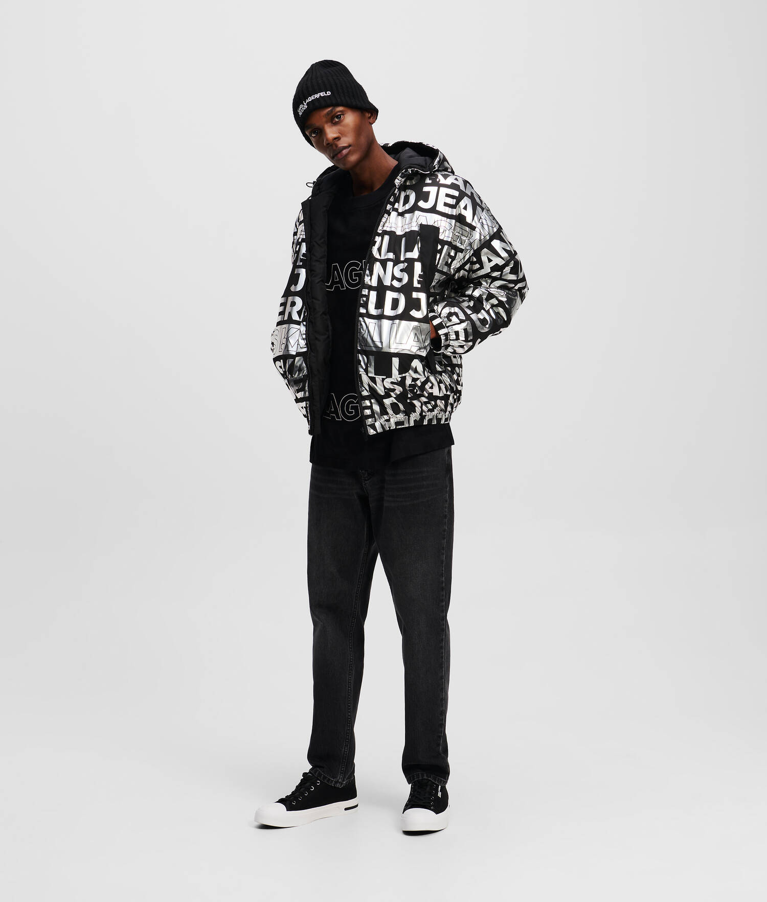 VESTE MATELASSÉE À LOGO FAÇON ALL-OVER KLJ - Pliage numérique motif all over