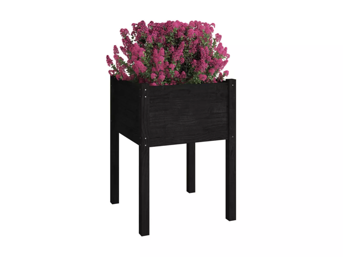 Jardinières 2 pièces Noir 50x50x70 cm Bois de pin massif