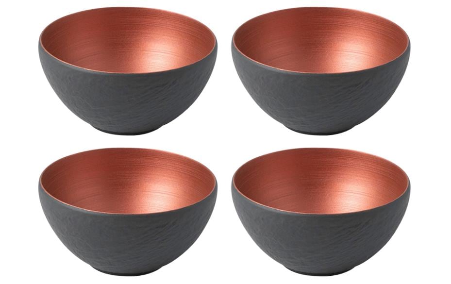 Schale Manufacture Rock Glow 14 cm, 4 Stück, Braun/Grau<br>Schalen aus Porzellan