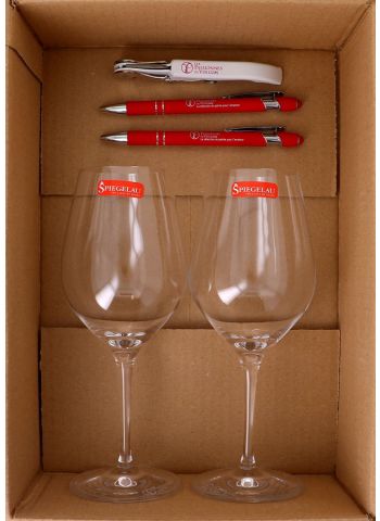 Lot sérigraphié Les Passionnés : 2 verres Spiegelau Authentis 02 + 1 tire-bouchon sommelier + 2 stylos bille - Spiegelau