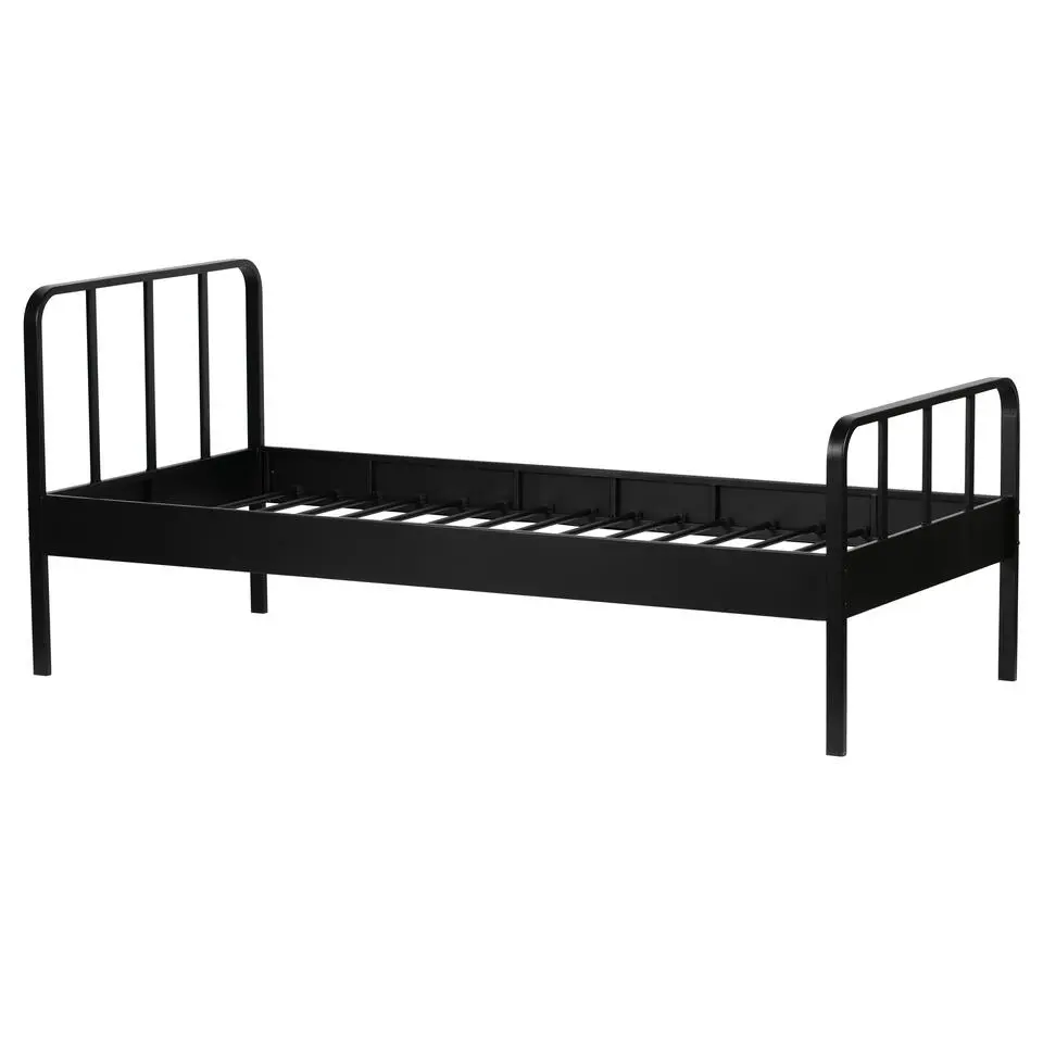 WOOOD Mees Bed - Metaal - Zwart - 90x208x95