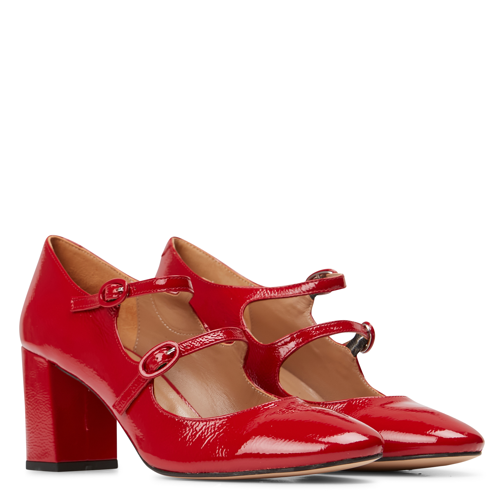 APPOLONIE - Sandales hautes en cuir vernis| Rouge