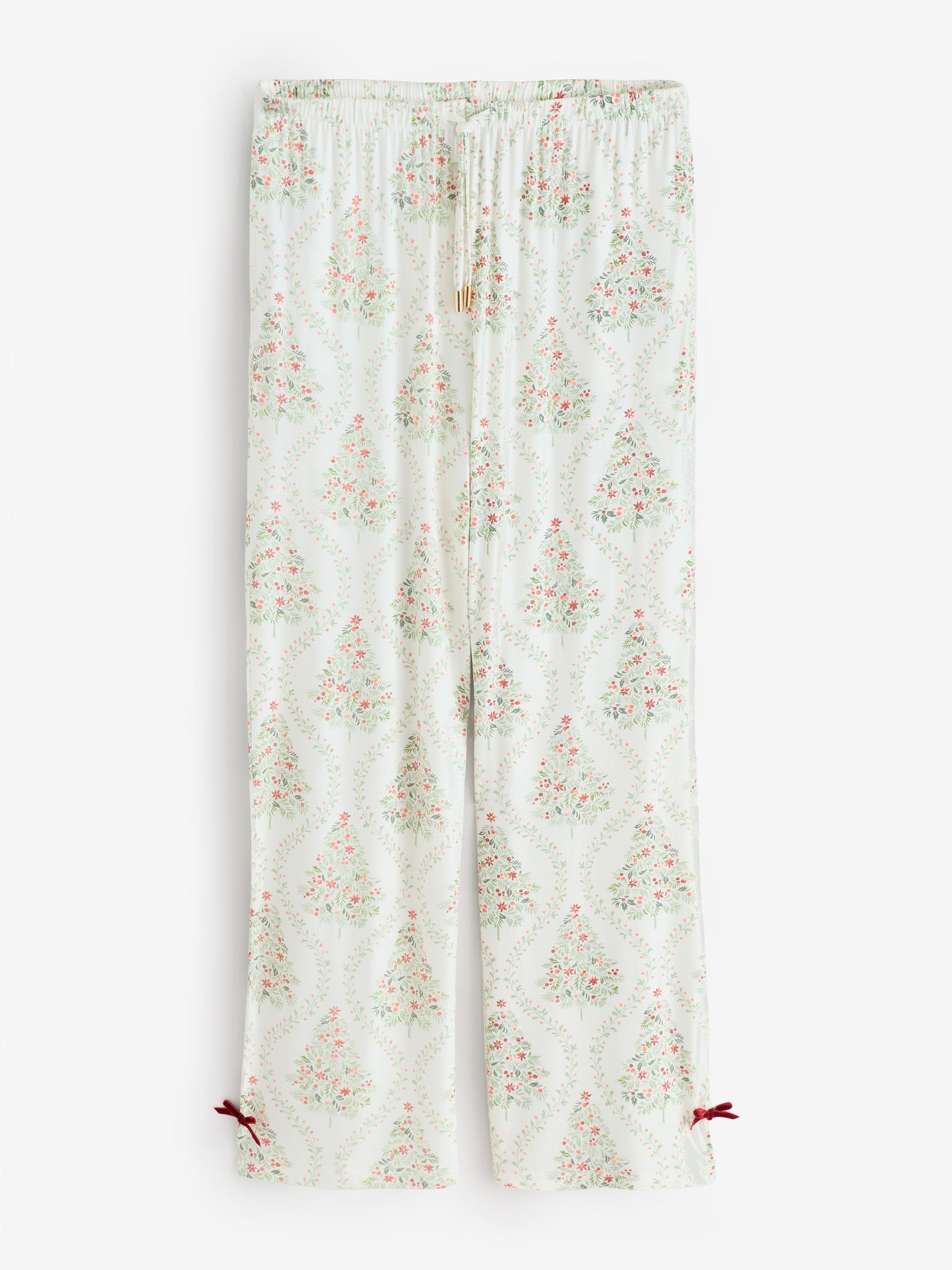 Laura Ashley Top met lange mouwen en kanten ribbels en Frestwick Glade Feestelijke Kerstmis Pyjama's
