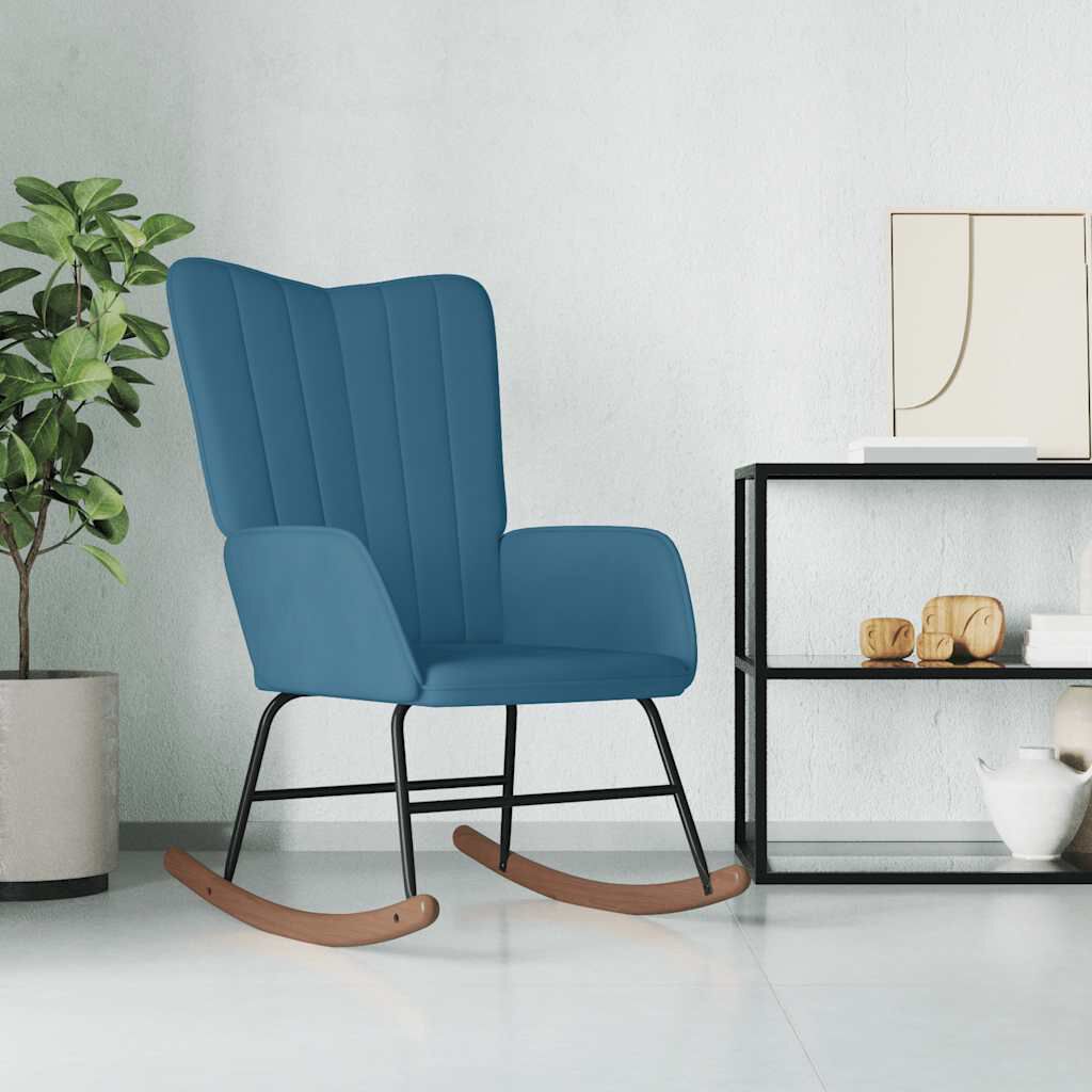 vidaXL Schommelstoel Blauw Bekleed met Fluweel