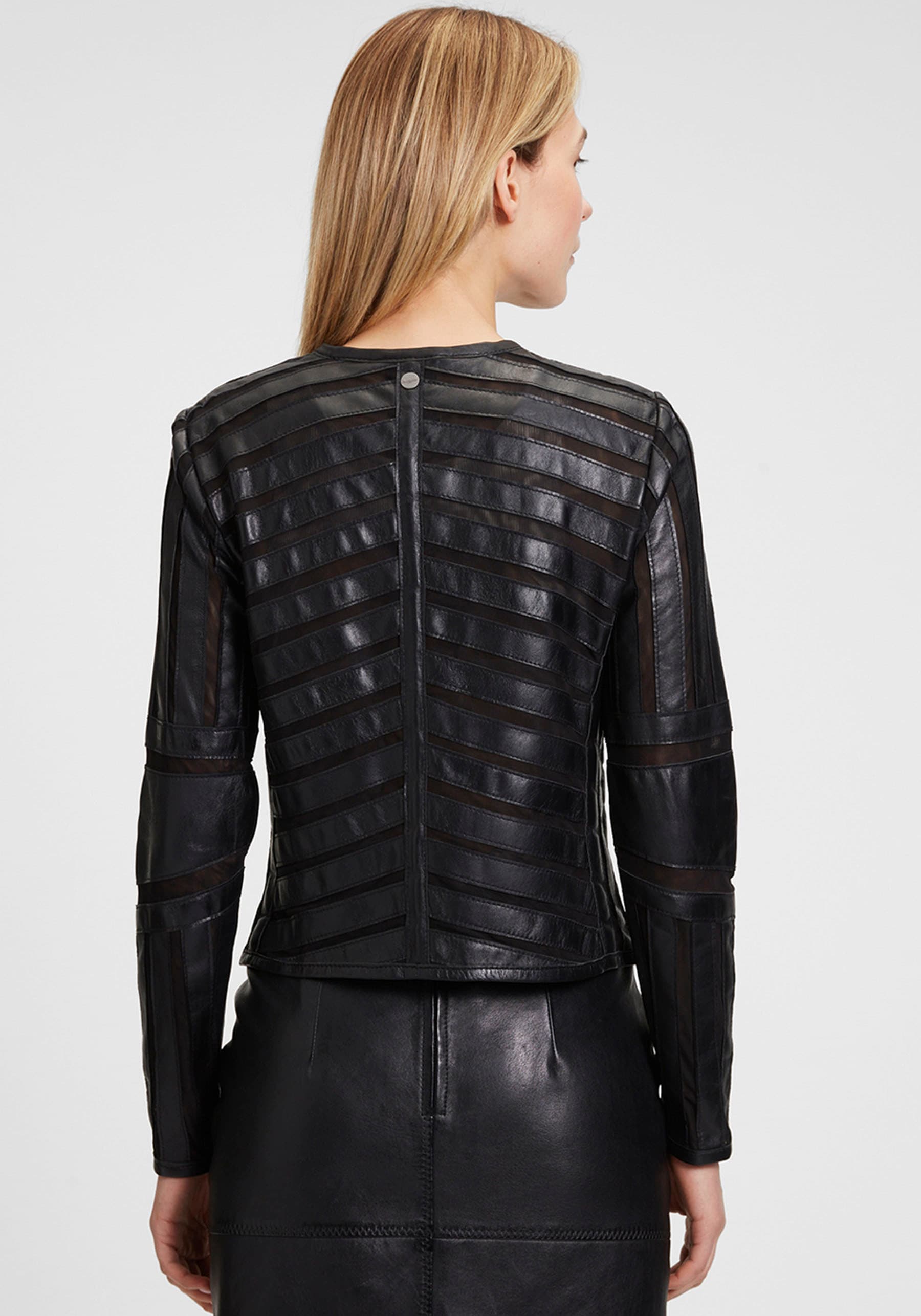 Mauritius Lederjacke »MWSuri LELEV« gepatchtes Leder, Rundhals,Reissverschluss
