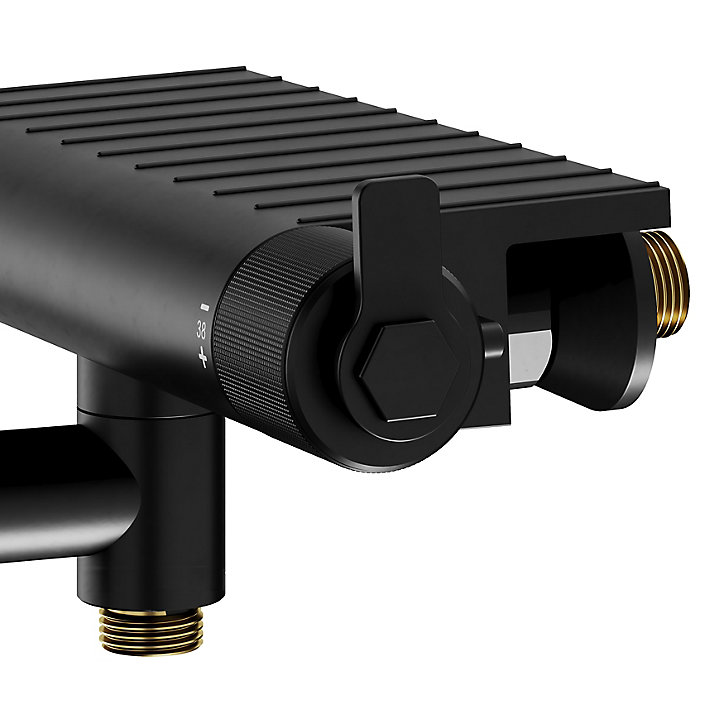 Mitigeur de bain thermostatique, noir, GoodHome Selenga