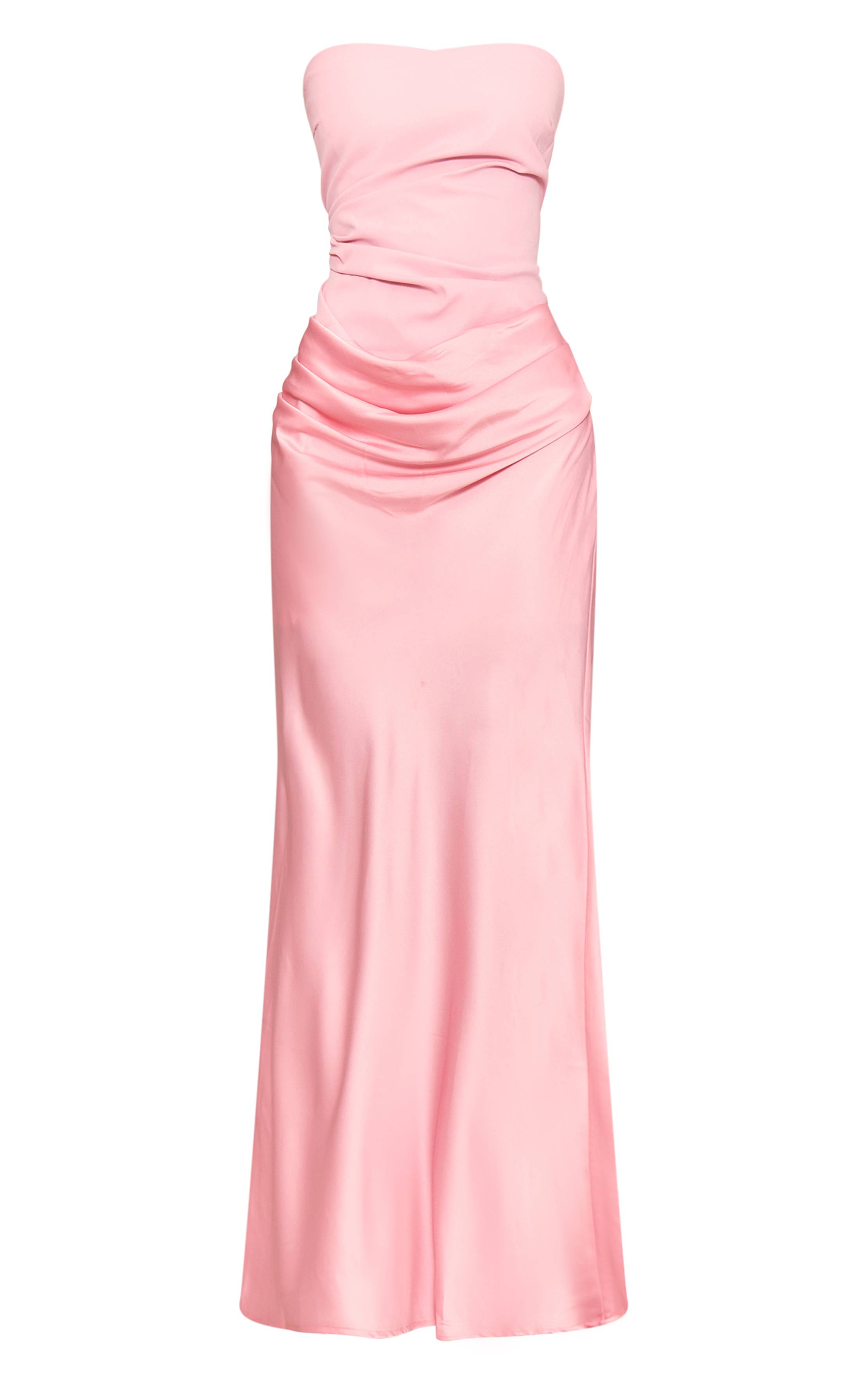Pale Rose Robe Midaxi Drapée En Satin À Détail Bandeau