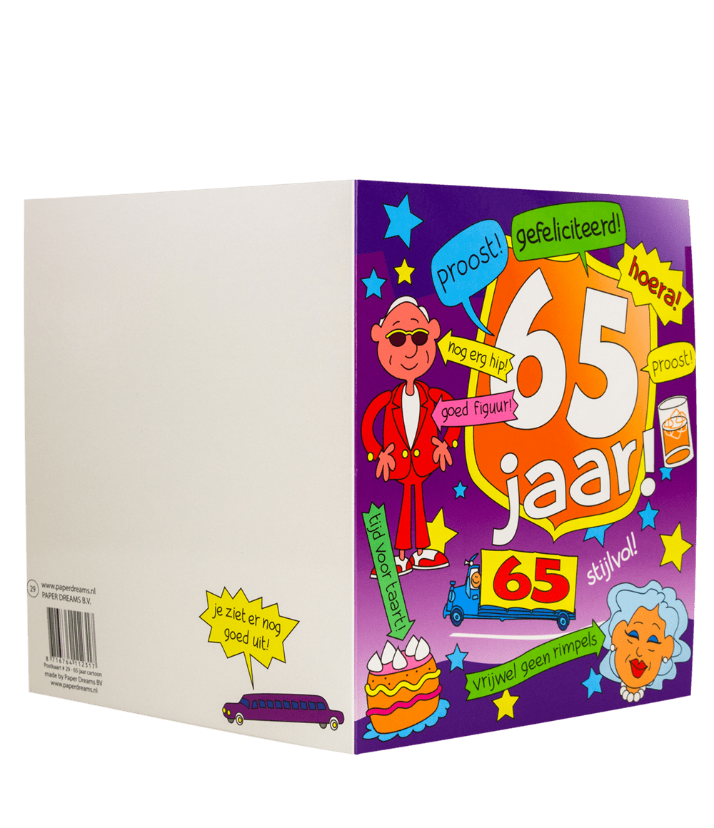 Verjaardagskaart 65 Jaar Cartoon 16,5cm