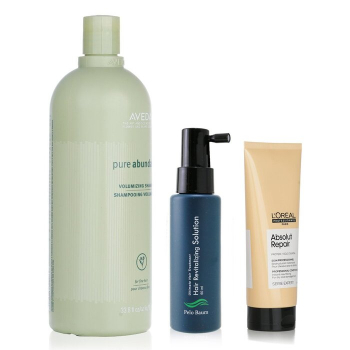 Pelo Baum Pelo Baum Hair Revitalizing Solution 60ml   Aveda Volumizing Shampoo 1000ml   L'Oreal Resurfacing Conditioner 200ml  3pcs