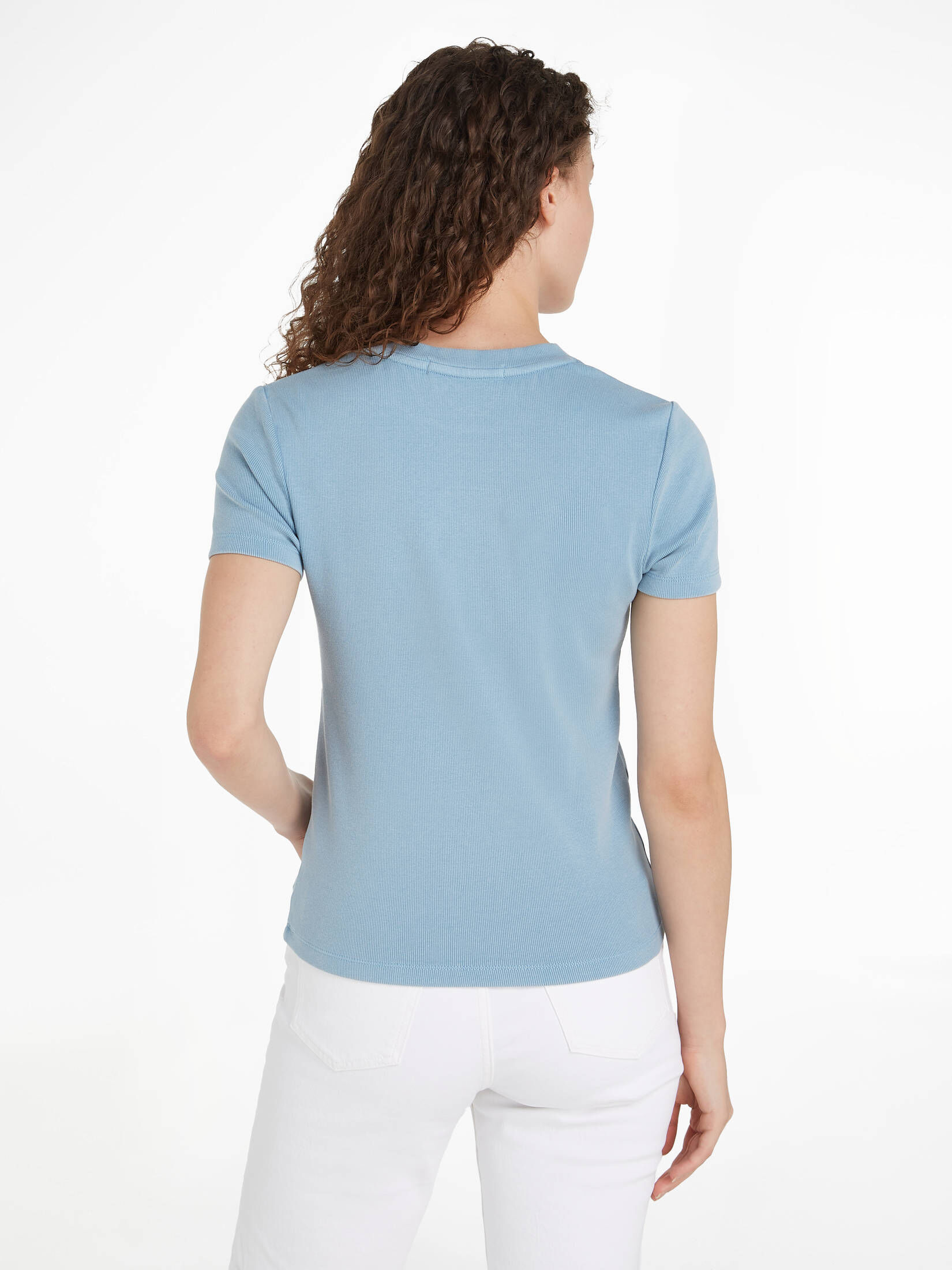 CALVIN KLEIN JEANS| Damen T-Shirt LABEL WASHED RIB SLIM TEE