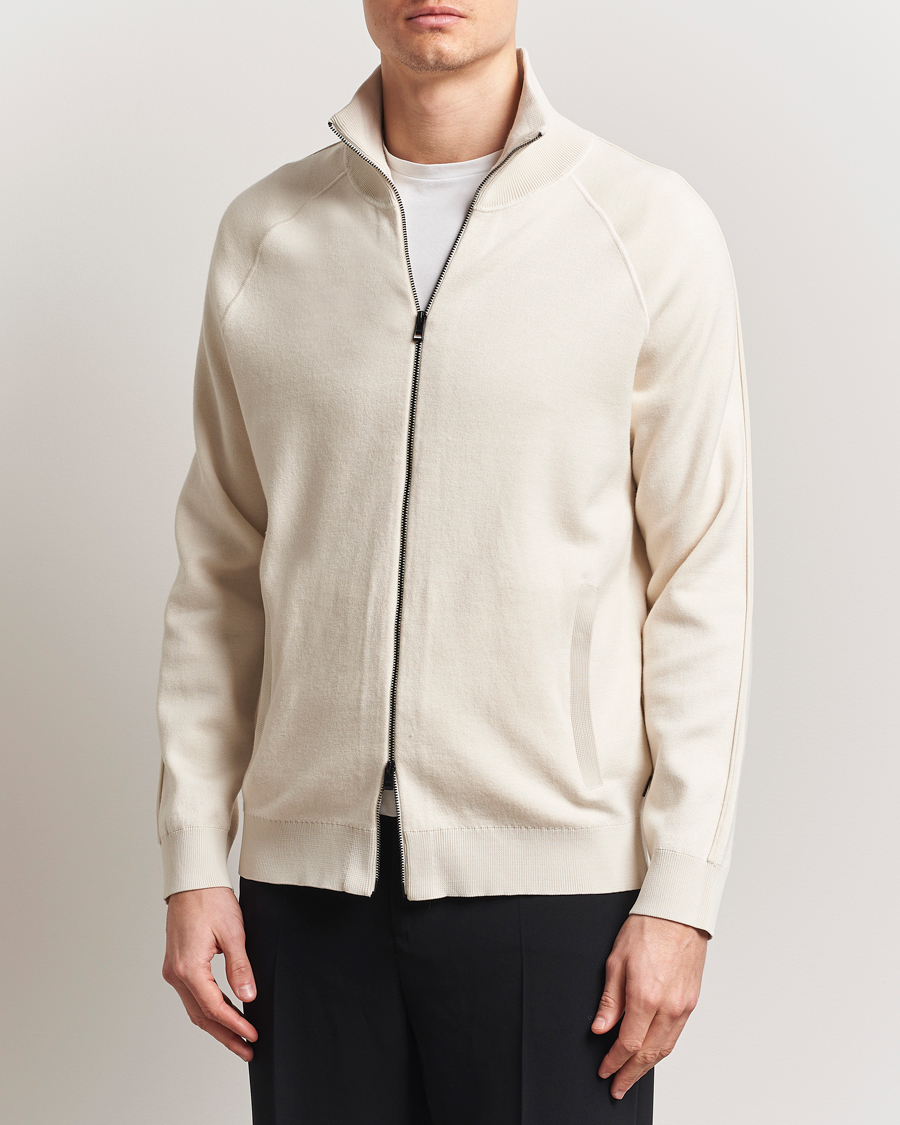 BOSS BLACK Domico Knitted Full Zip Open White
