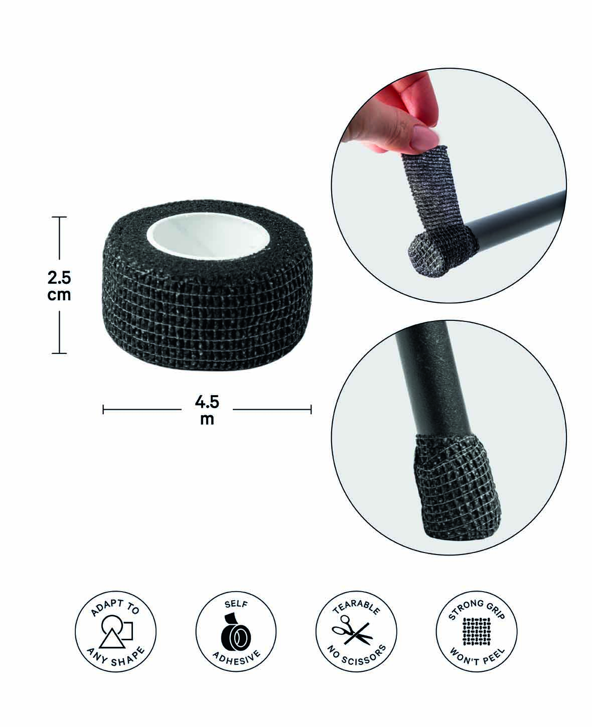 (2.5cmx4.5m) Stuhlbein Vliesstoff Anti-Rutsch Boden Schoner Klebeband Schutz für Tisch   Stuhl - Schwarz