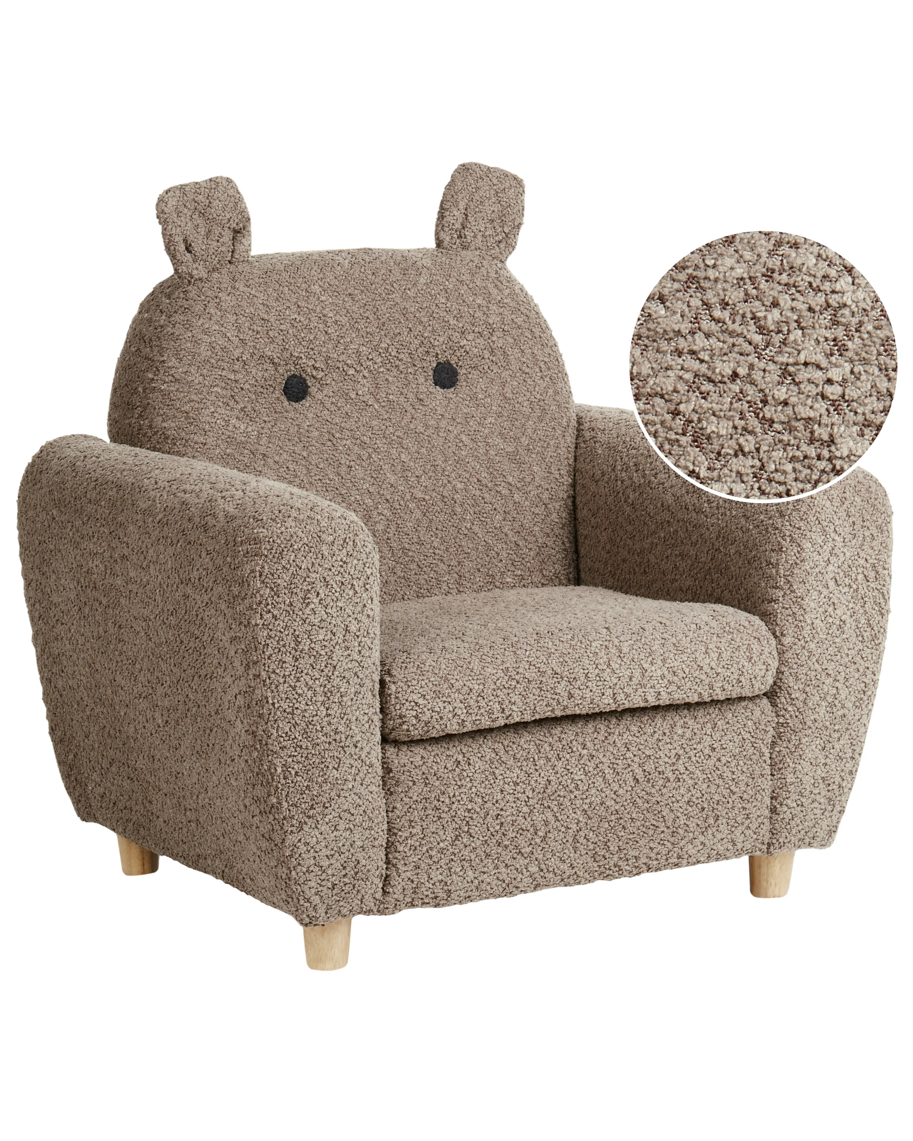 Kinderfauteuil Nijlpaard MARIBO Bouclé Bruin