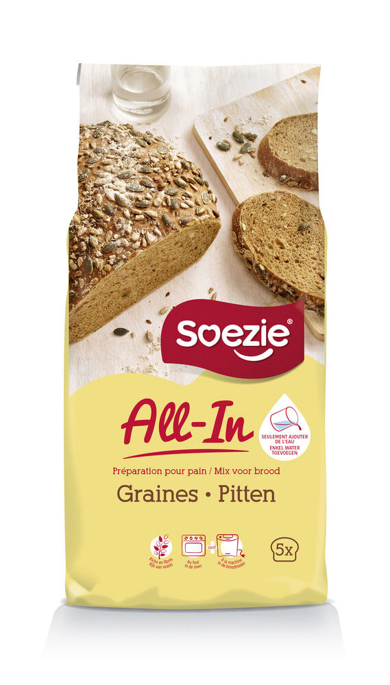 Soezie All-in-mix Brood met pitten - Broodmeel - 2.5 Kilogram