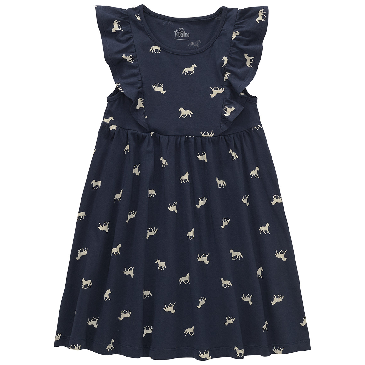 Topolino Mädchen Kleid mit Pferde-Allover dunkelblau