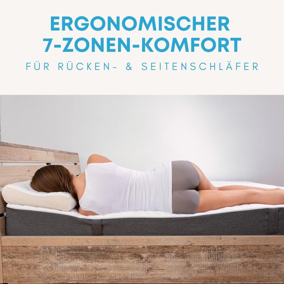 Natura Latexmatratze | 7-Zonen Matratze aus 100% Naturlatex | Härtegrad H3 ab 80 kg mittelhart | Höhe 17 cm | Öko-Tex Zertifiziert | Made in Germany