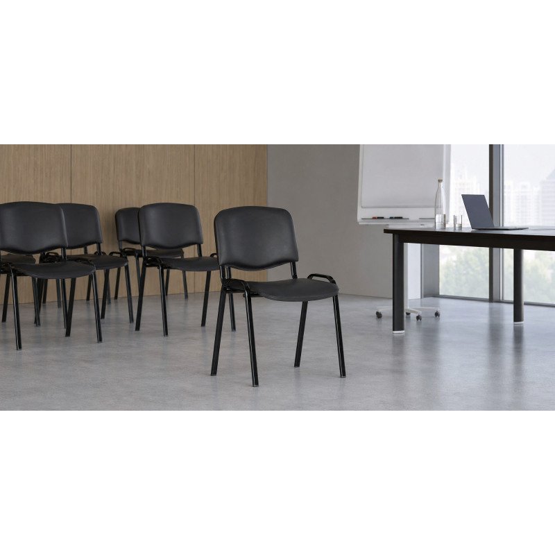 Chaise CONFÉRENCE - vinyle non feu noire pieds noir