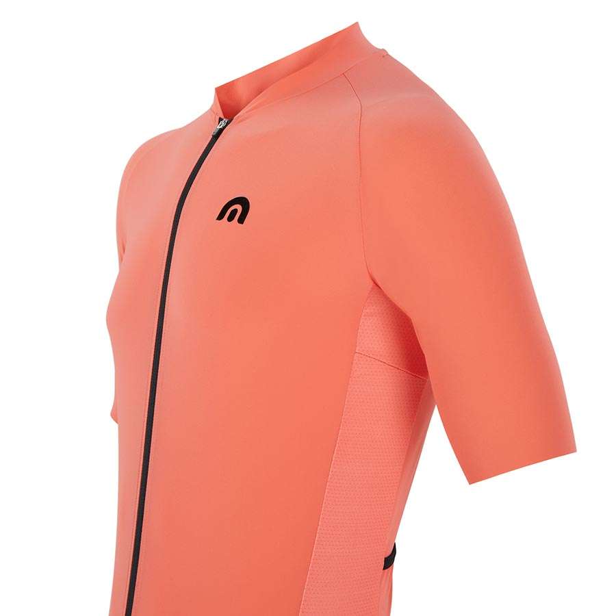 Megmeister Woven Plain Fietsshirt Korte Mouwen Koraalrood Heren