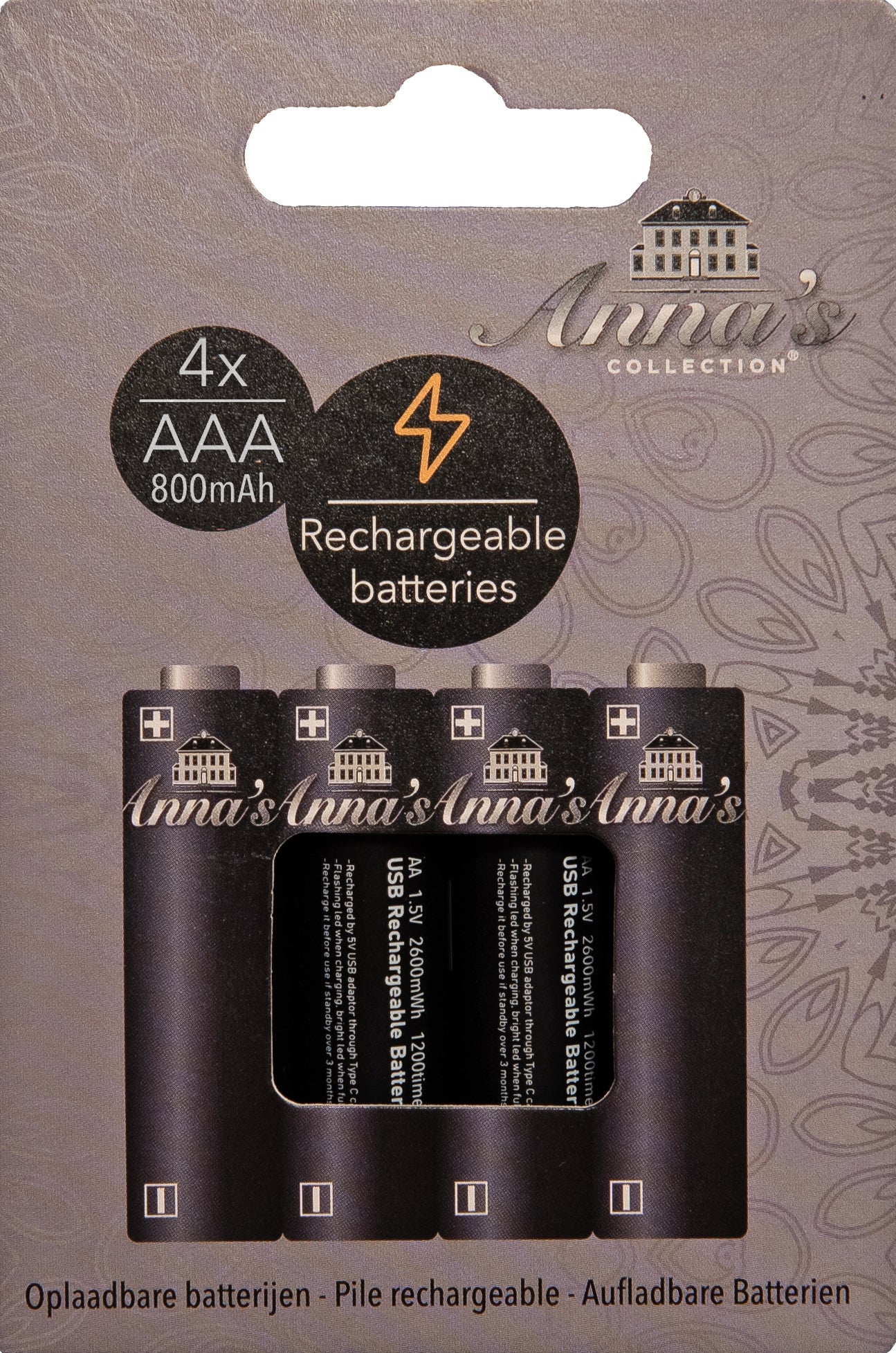 Anna's Collection oplaadbare batterij AA / AAA 4 stuks
