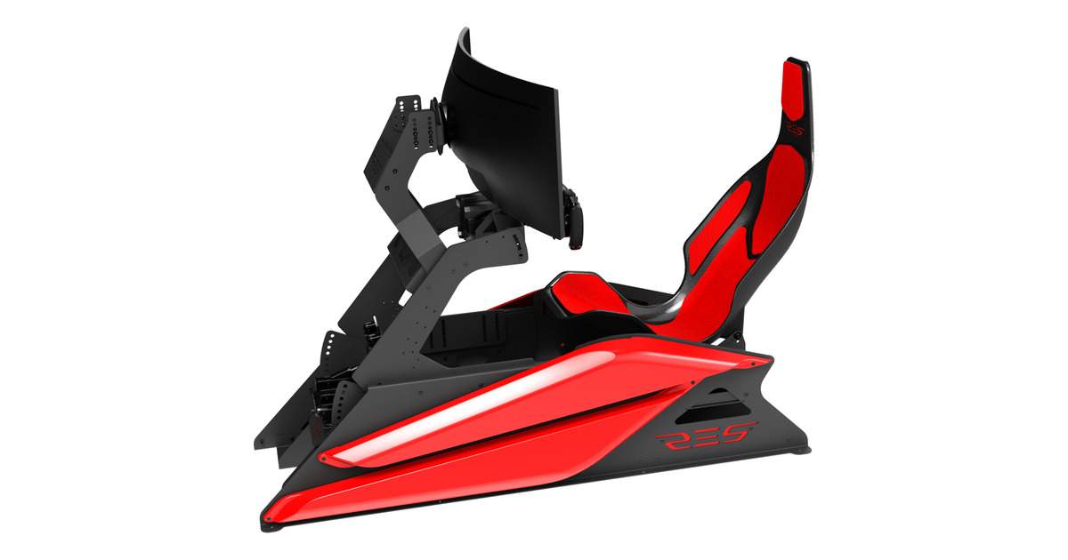 Res-TechGT Cockpit + Carbon Seat racing simulator  (Zwart/rood)