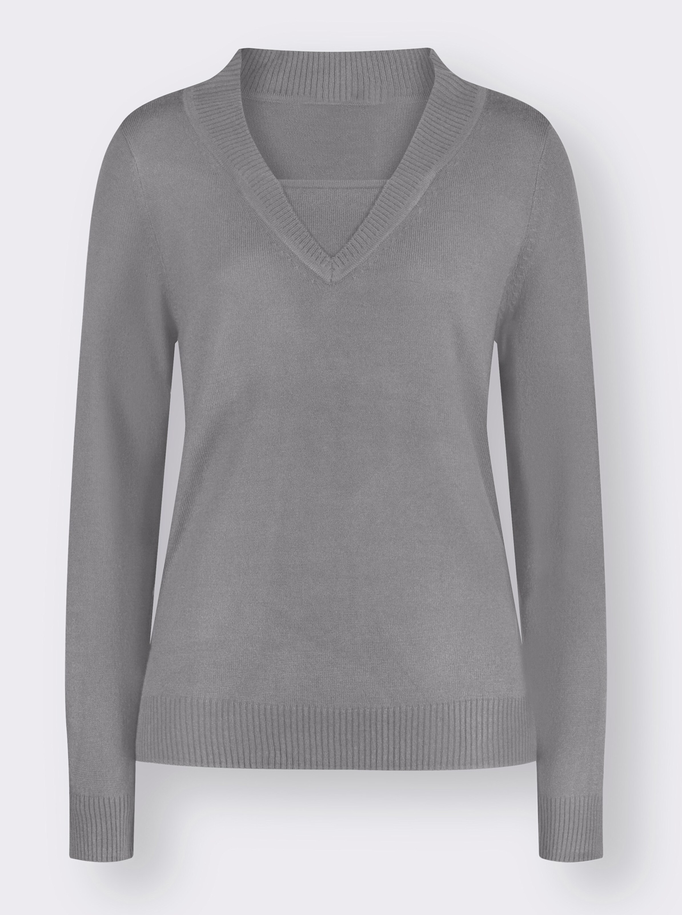 2-in-1-Pullover mit V-Ausschnitt, weich