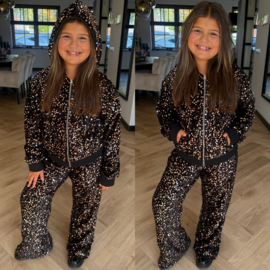 Glitter jogging set - zwart