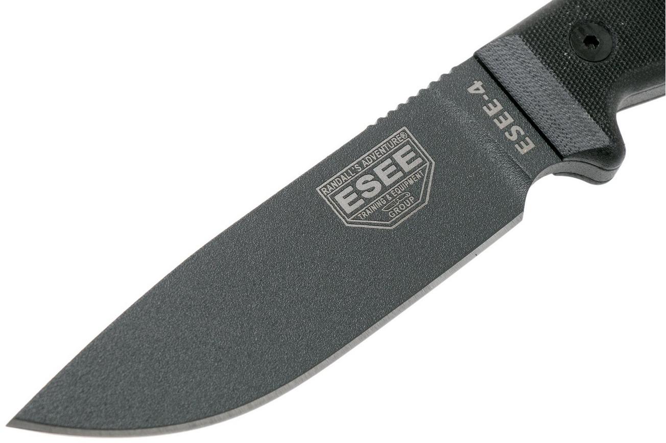 ESEE Model 4 Tactical Gunsmoke, black handle 4P-TG-B met schede   clip