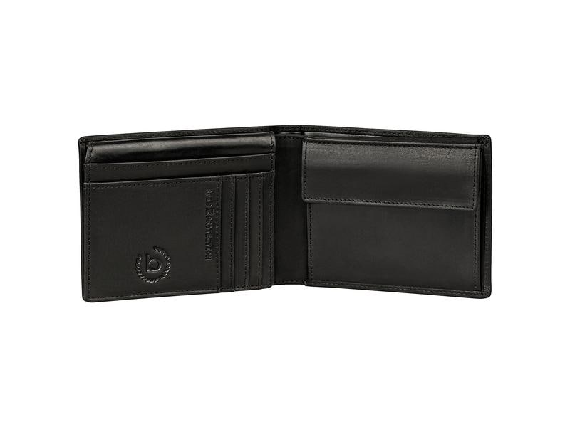 Bugatti Portemonnaie Romano Schwarz Scheintasche mit Klappe und RFID-Schutz
