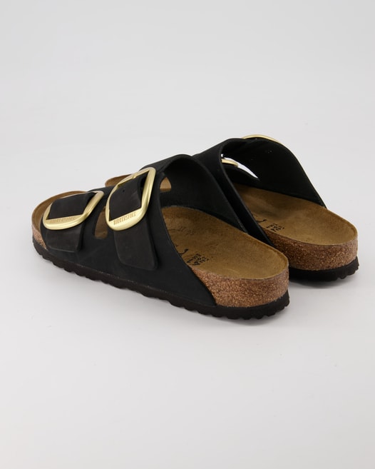 Birkenstock Arizona Big Buckle Nubukleder Pantoletten in Schwarz