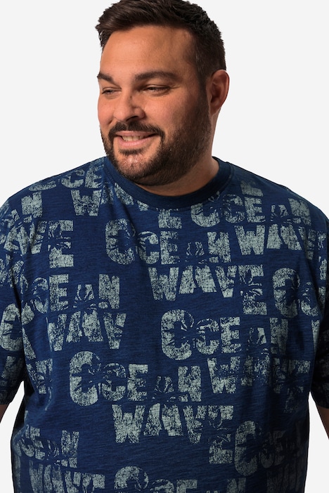 Men+ T-Shirt, Halbarm, Indigo Laserprint, bis 84/86