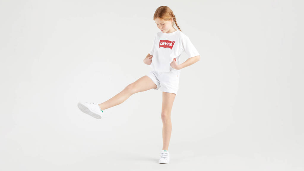 Levi's T-shirt LIGHT BRIGHT MEET & GREET met logo wit/rood