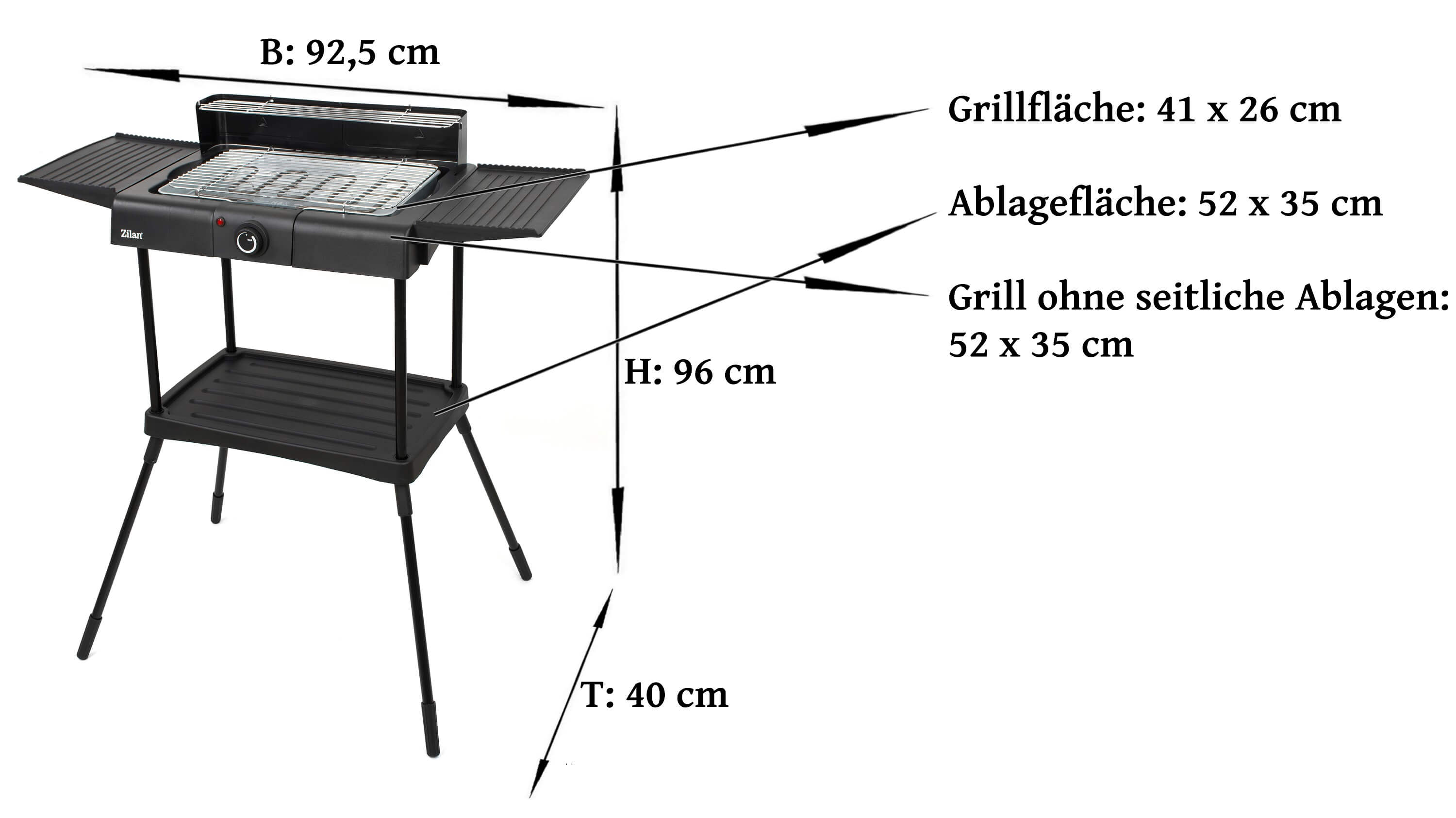 Zilan 2in1 Standgrill Elektrogrill Tischgrill Partygrill 2400W