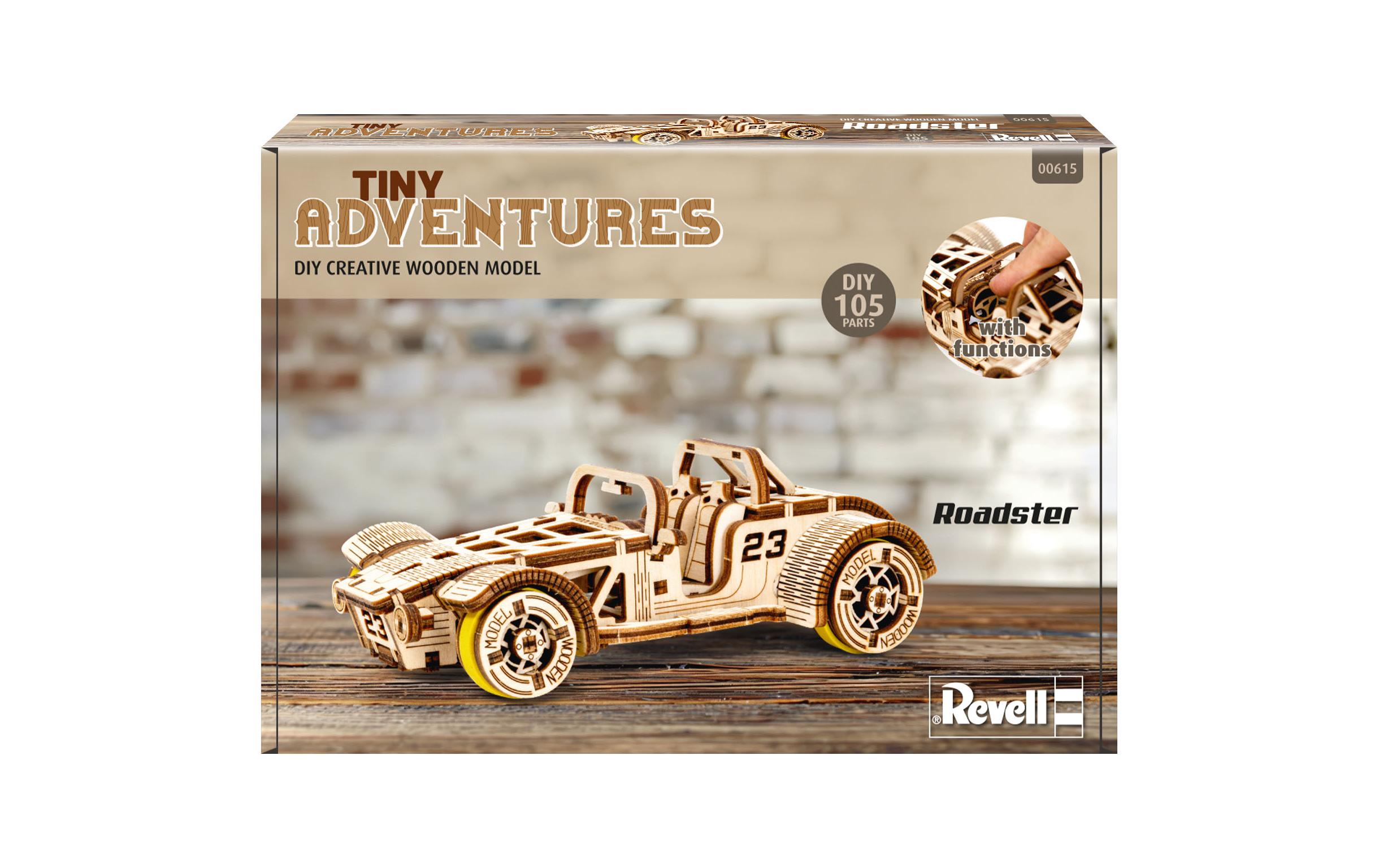 Tiny Adventures Roadster HolzbausatzMaschine mit Gummibandmotor