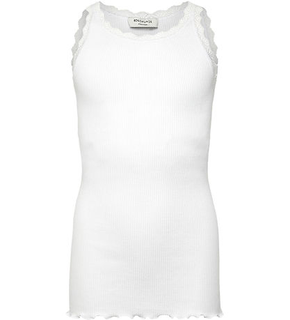 Rosemunde Top - Lang - Rib - Weiß - Neu White m. Spitze