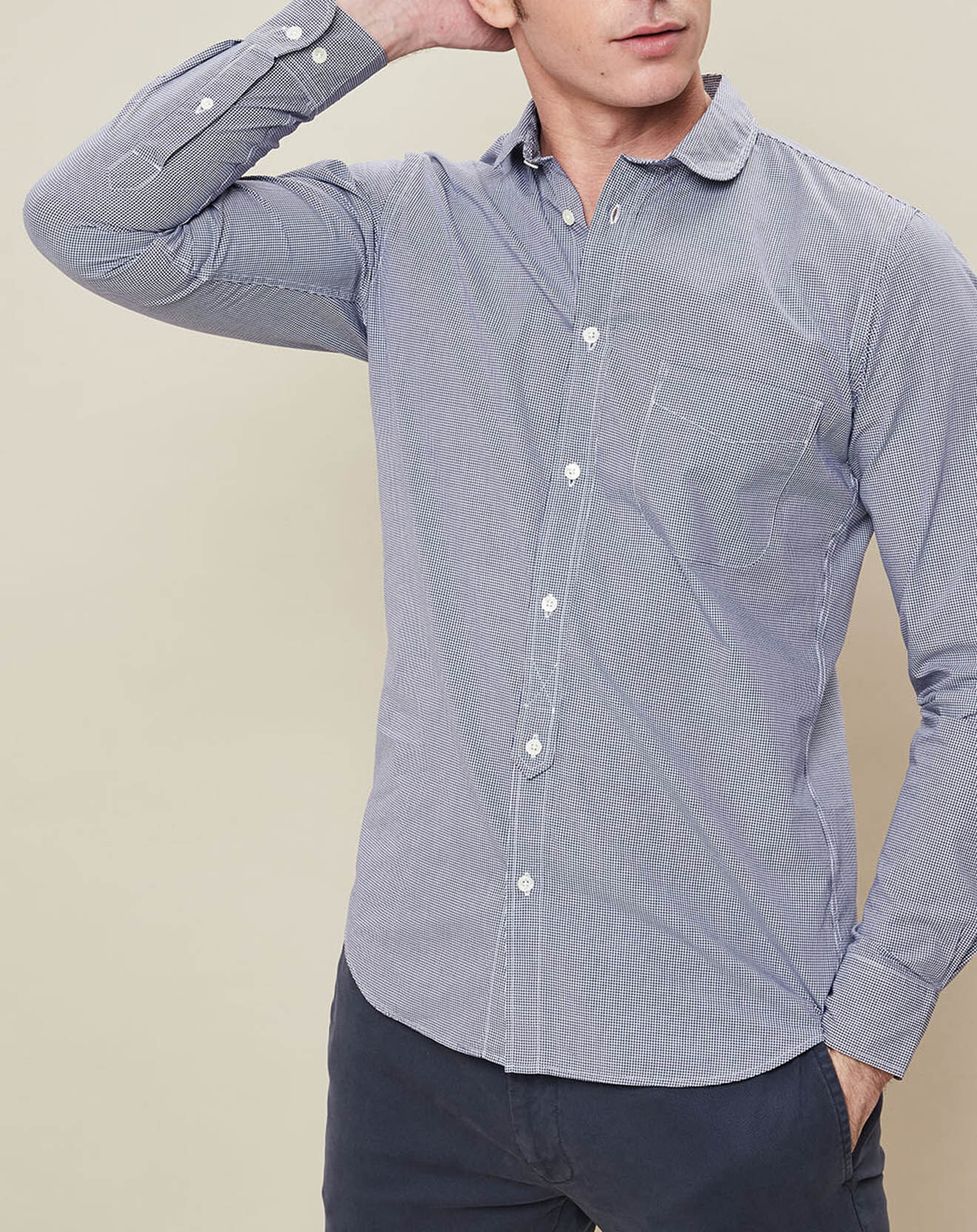 Hartford Chemise Slim Sun à carreaux blanc/bleu