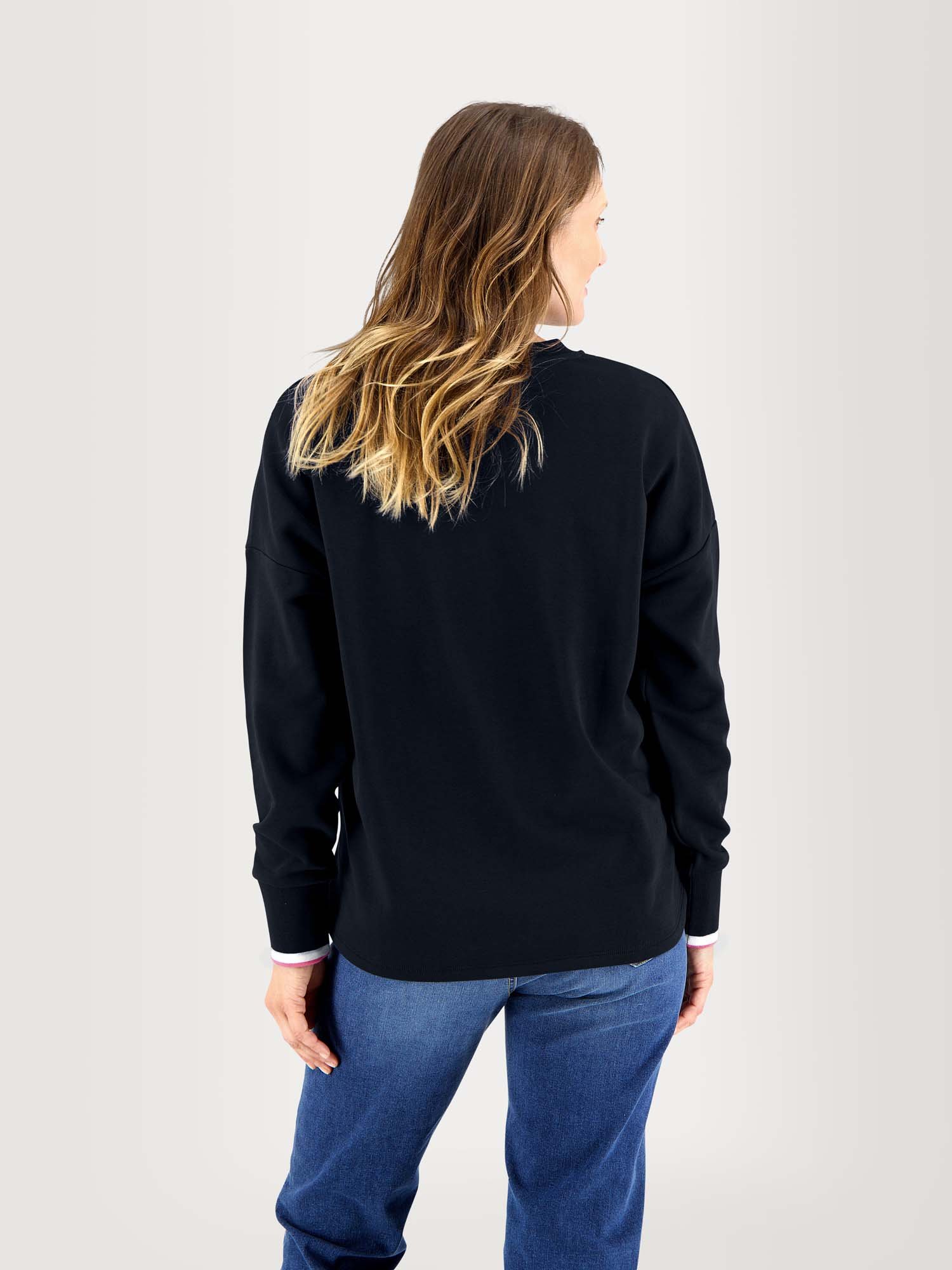 Sweat Femme Molleton Print Perroquet Marine