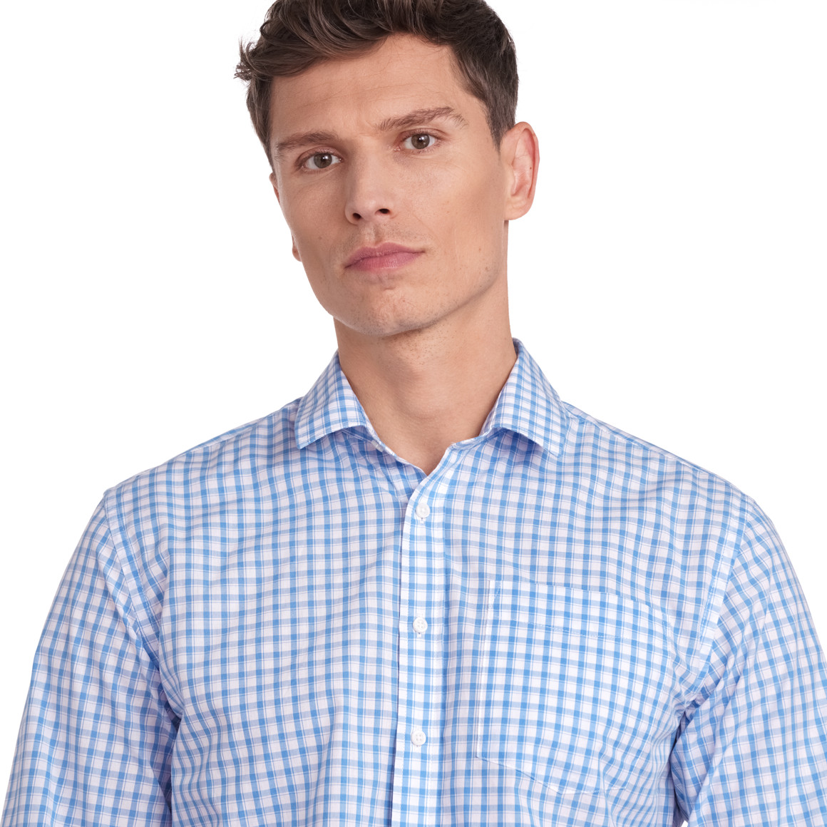 VanVaan Herren Hemd mit Karos hellblau / weiss