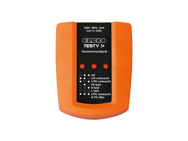 Elbro Steckdosenprüfgerät für Typ 12, 13, 23 TESTY 1 Batterieloses Steckdosenprüfgerät mit Stecker