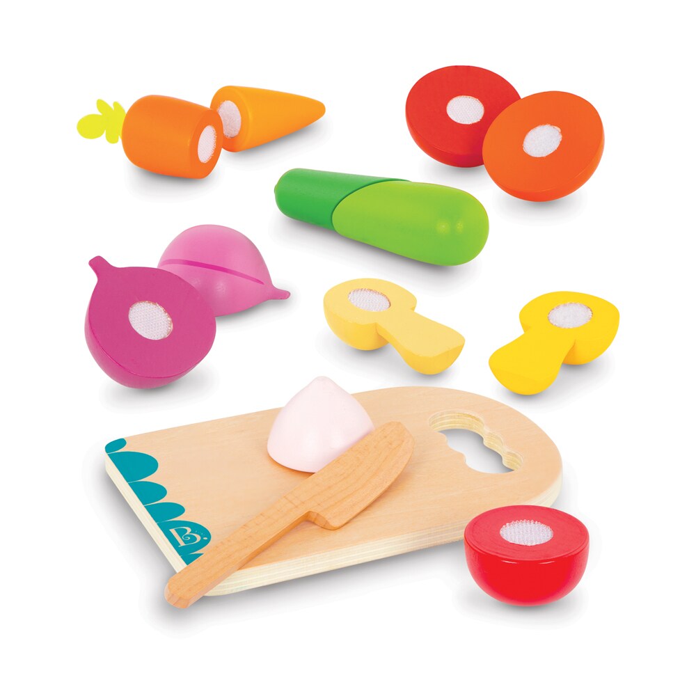 B.TOYS B. Chop 'n' Play -  Holz-Gemüse mit Klettverbindung inkl. Schneidebrett 14-teilig